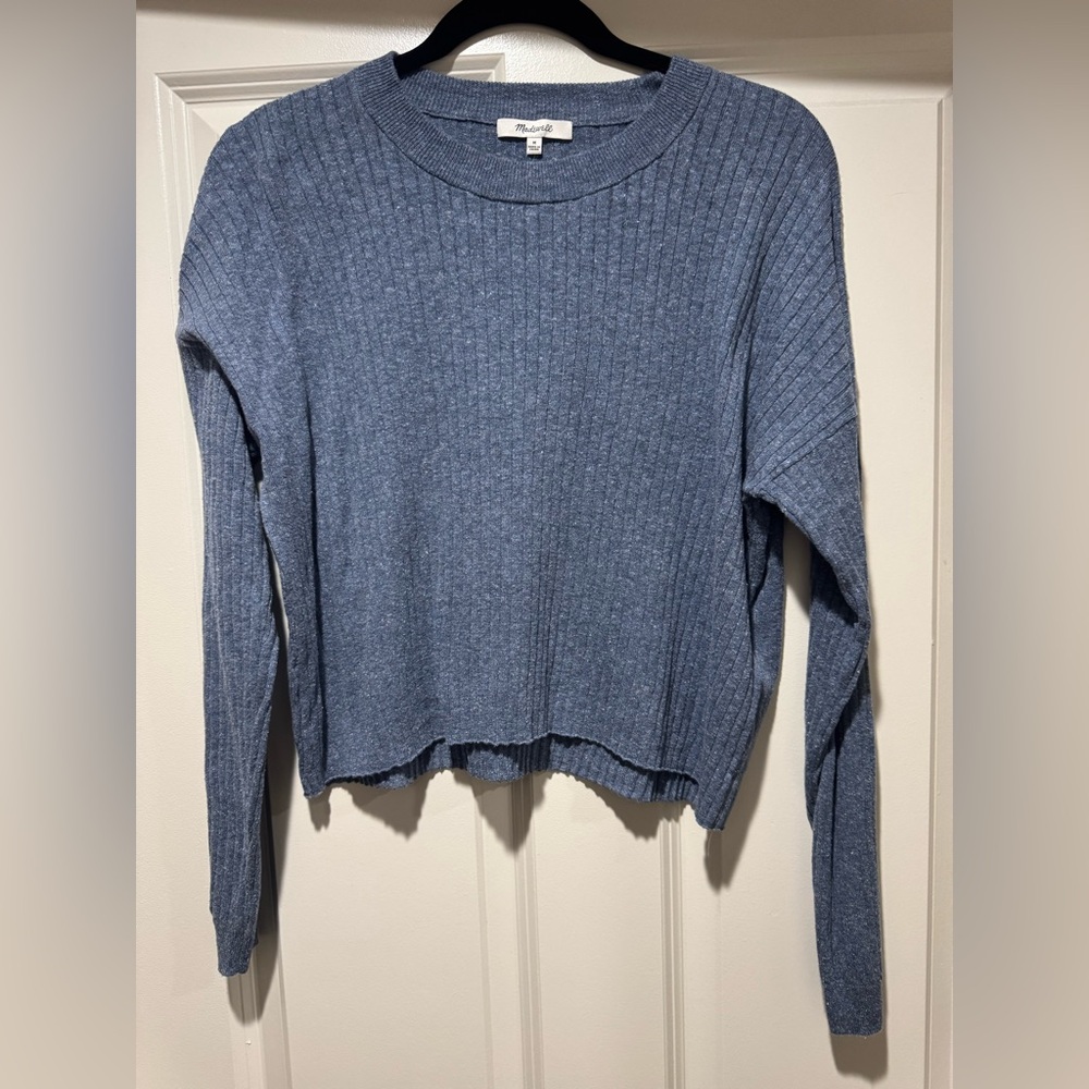 Madewell Blue Ribbed Knit Sweater